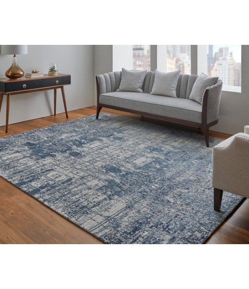 Eastfield Area Rug Feizy Eastfield Casual Abstract, Blue/Ivory, 2' x 3' Area Rug