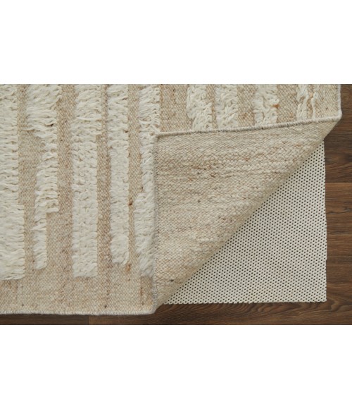 Feizy Ashby Scandinavian Stripes, White/Tan, 2'-6" x 8' Runner