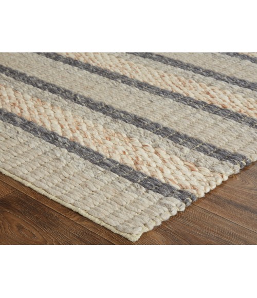 Feizy Berkeley Casual Stripes, Ivory/Tan/Gray, 12' x 15' Area Rug