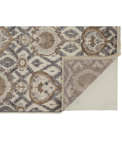 Feizy Beall Luxury Wool Rug, Ornamental Ikat, Beige, 2ft x 3ft Accent Rug