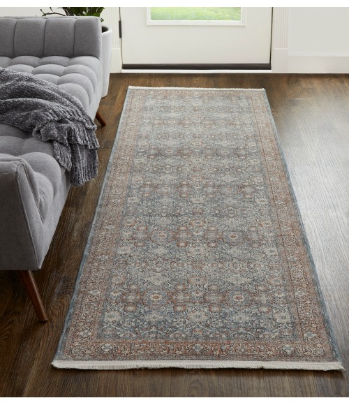 Marquette Area Rug Feizy Marquette Vintage Oriental, Blue/Red, 2'-8" x 12' Runner