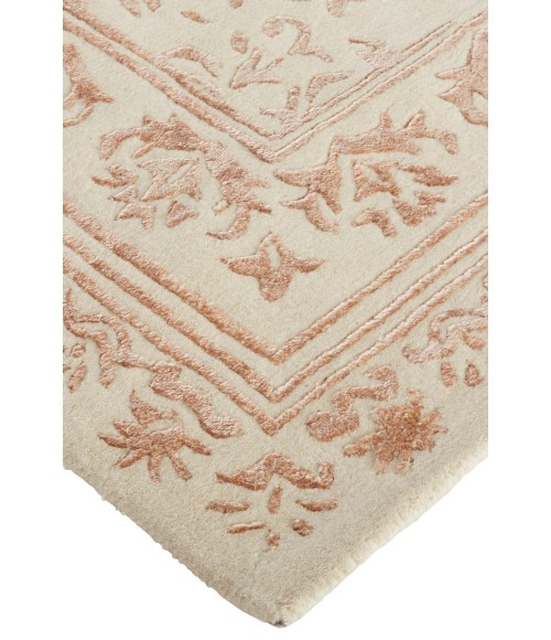 Feizy Bella High/Low Floral Wool Rug, Sand Beige/Blush Pink, 9ft x 12ft Area Rug