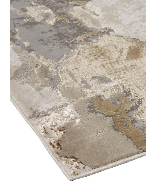 Aura Area Rug Feizy Aura Casual Watercolor, Gray/Ivory/Gold, 8' x 10' Area Rug