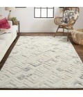 Anica Area Rug Feizy Anica Moroccan Diamond Wool Tufted Rug, Ivory/Chambray Blue, 8ft x 10ft Area Rug