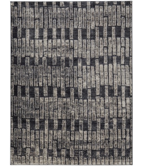 Feizy Kano Industrial Geometric, Gray/Black/Ivory, 8'-9" x 8'-9" Round Rug