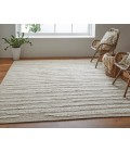 Feizy Ashby Scandinavian Stripes, White/Tan, 2'-6" x 8' Runner