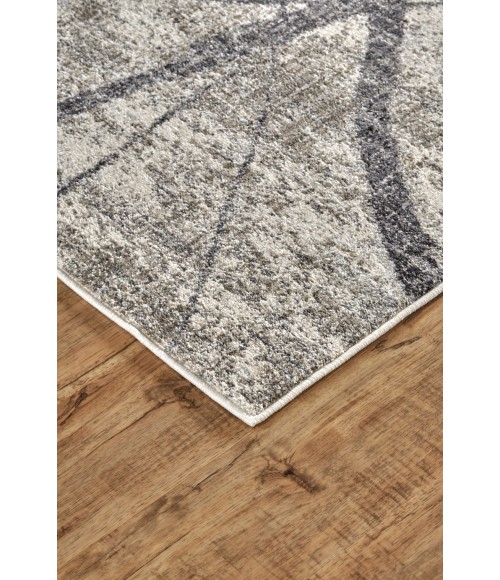 Kano Area Rug Feizy Kano Industrial Abstract, Taupe/Gray/Ivory, 8'-9" x 8'-9" Round Rug