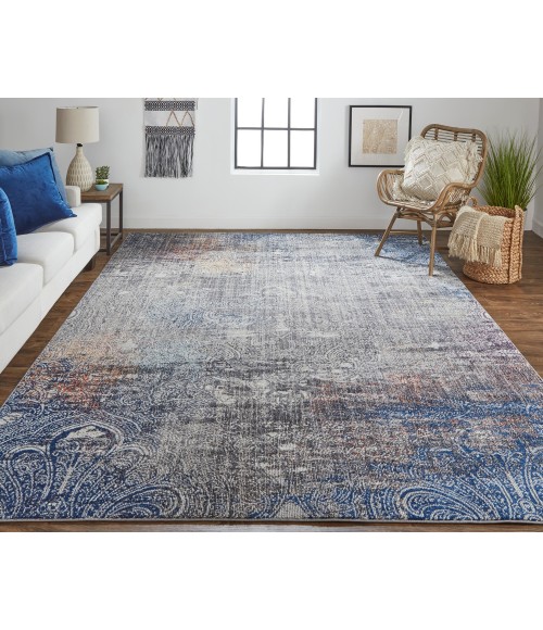 Bellini Area Rug Feizy Bellini Vintage Bohemian Rug, Distressed Blue/Gray, 9ft-2in x 12ft-4in Area Rug