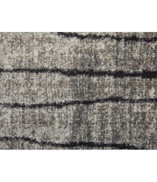 Feizy Kano Industrial Abstract, Gray/Black/Taupe, 8'-9" x 8'-9" Round Rug
