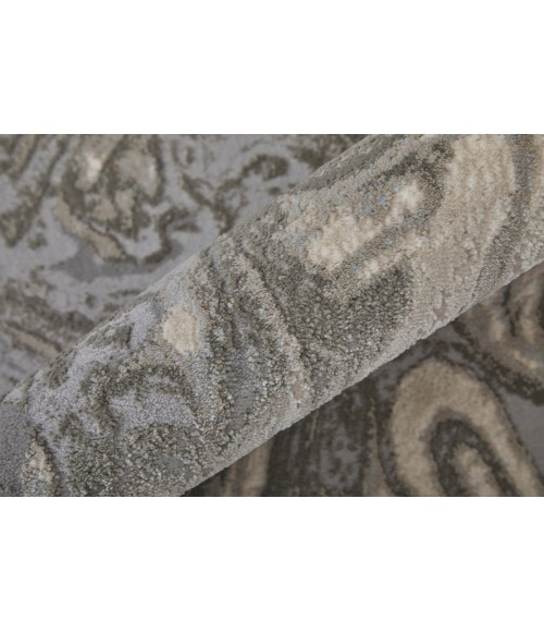 Prasad Area Rug Feizy Prasad Casual Watercolor, Gray/Ivory/Silver, 8' x 11' Area Rug