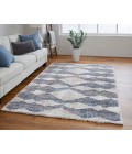 Feizy Mynka Bohemian & Eclectic Diamond, Tan/Ivory/Blue, 7'-11" x 10' Area Rug