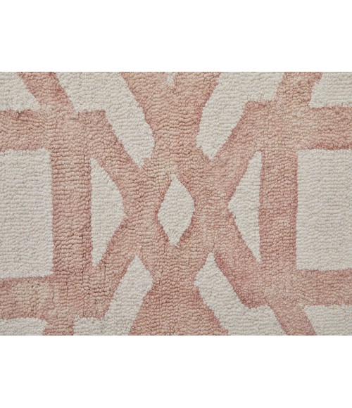 Feizy Lorrain Mid-Century Modern Geometric, Ivory/Pink/Tan, 9'-6" x 13'-6" Area Rug