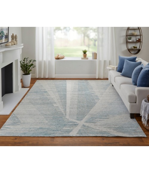 Feizy Brighton Casual Abstract, Blue/Ivory/Silver, 2' x 3' Accent Rug