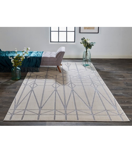 Feizy Micah IVORY/SILVER Rug 6943045F 5 ft. X 7 ft. Rectangle - Rugs Town Feizy Micah IVORY/SILVER 6943045F 5 ft. X 7 ft. Rectangle Rug