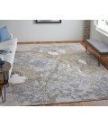 Feizy Astra Industrial Abstract, Gray/Gold/Ivory, 8' x 10' Area Rug