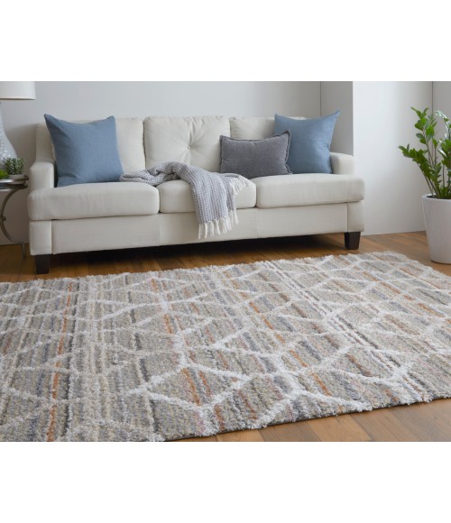 Feizy Mynka Bohemian & Eclectic Diamond, Tan/Taupe/Ivory, 2'-6" x 8' Runner