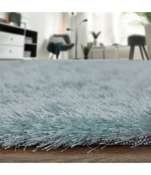 Feizy Indochine Luxury & Glam Solid, Blue/Silver, 8' x 8' Round Rug