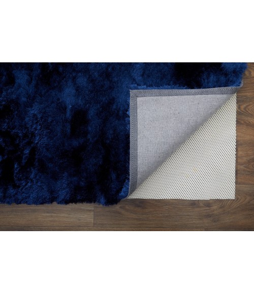 Feizy Indochine Luxury & Glam Solid, Blue/Black, 8' x 8' Round Rug