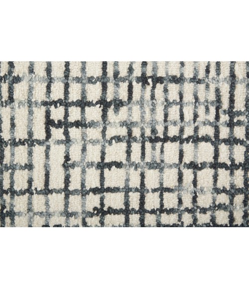 Feizy Maddox Modern Tufted Architectural Area Rug, Ivory/Graphite Gray, 8ft x 10ft