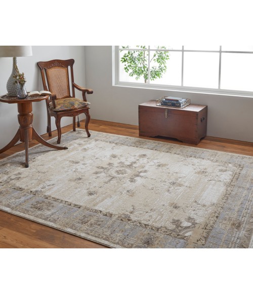 Feizy Celene French & Victorian Bordered, Tan/Brown/Gray, 7'-9" x 10' Area Rug