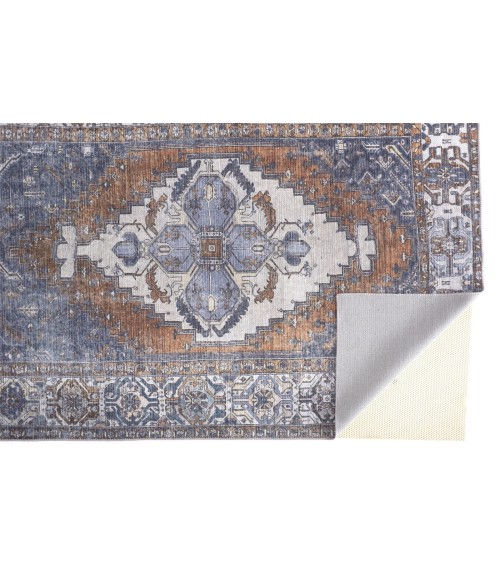 Feizy Percy Vintage Medallion Area Rug, Navy/Mocha/Light Gray, 5ft-3in x 7ft-6in