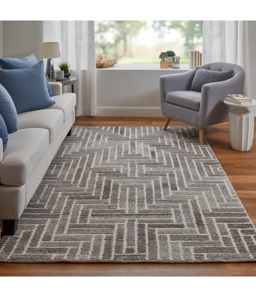 Feizy Asher Casual Geometric, Taupe/Gray/Tan, 12' x 15' Area Rug