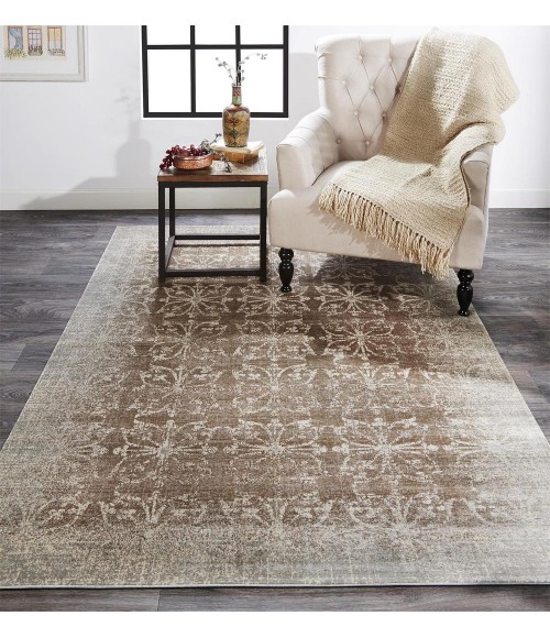 Feizy Fiona Bohemian & Eclectic Geometric, Brown/Ivory/Gray, 9'-2" x 12'-2" Area Rug