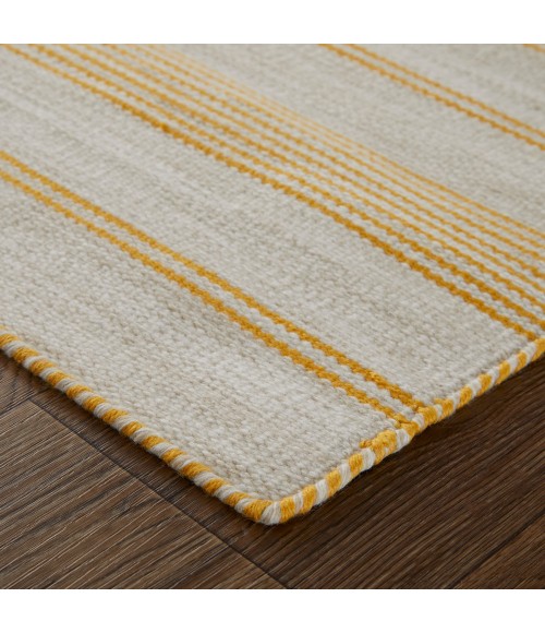 Feizy Duprine Casual Stripes, Yellow/Ivory, 10' x 14' Area Rug