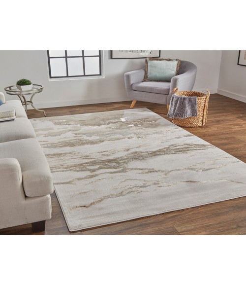 Feizy Aura BEIGE/GOLD AUR3727F 5 ft. X 7 ft. Rectangle Rug