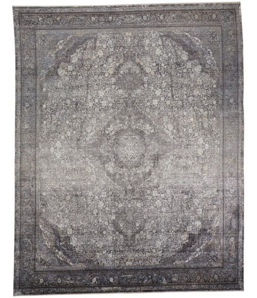 Feizy Sarrant Bohemian & Eclectic Medallion, Gray/Silver/Ivory, 9'-6" x 12'-7" Area Rug