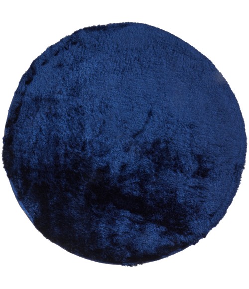 Feizy Indochine Luxury & Glam Solid, Blue/Black, 8' x 8' Round Rug