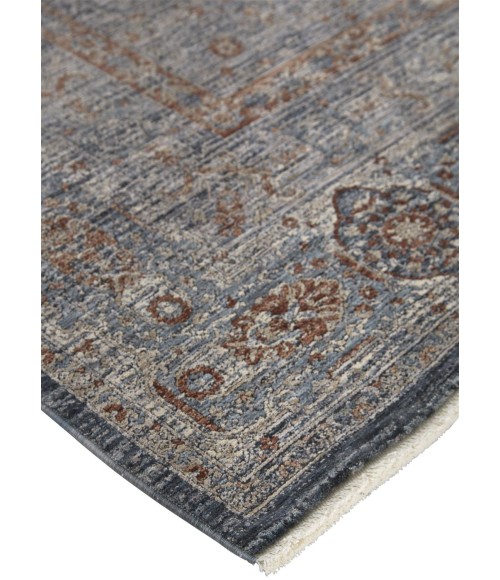 Feizy Marquette Rustic Persian Farmhouse Rug, Denim Blue/Rust, 2ft - 8in x 8ft, Runner