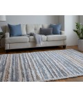 Feizy Mynka Casual Stripes, Ivory/Blue/Orange, 10' x 14' Area Rug