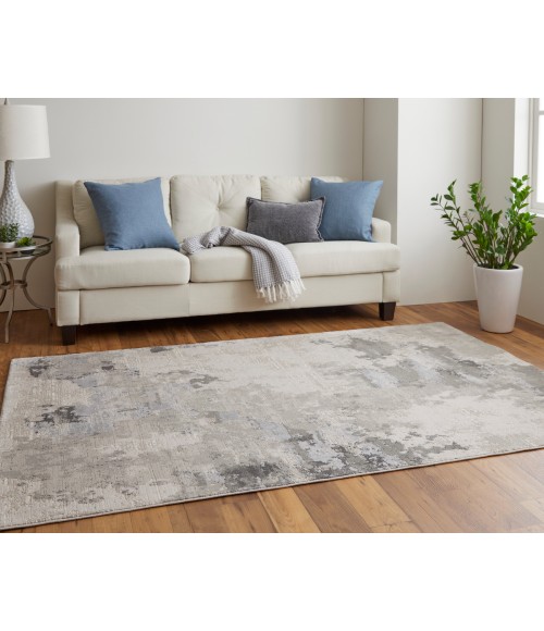 Feizy Prasad Casual Watercolor, Ivory/Gray, 8' x 11' Area Rug