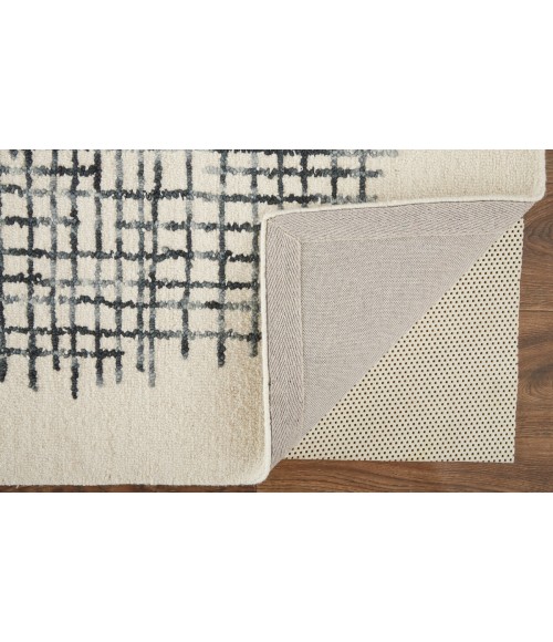 Feizy Maddox Modern Tufted Architectural Area Rug, Ivory/Graphite Gray, 8ft x 10ft
