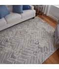 Asher Area Rug Feizy Asher Industrial Geometric, Taupe/Gray/Ivory, 9' x 12' Area Rug