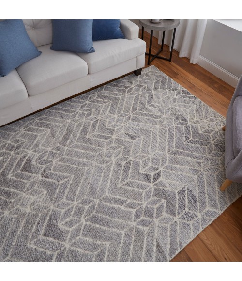 Asher Area Rug Feizy Asher Industrial Geometric, Taupe/Gray/Ivory, 9' x 12' Area Rug