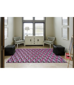 Feizy Saphir Rubus 3253F DARK GRAY/RASPBERRY Area Rug 2 ft. 2 in. X 4 ft. Rectangle