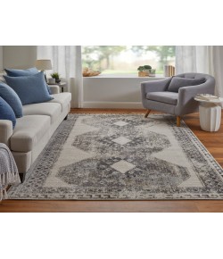 Feizy Kano 39LJF IVORY/CHARCOAL Area Rug 8 ft. 9 in. X 8 ft. 9 in. Round