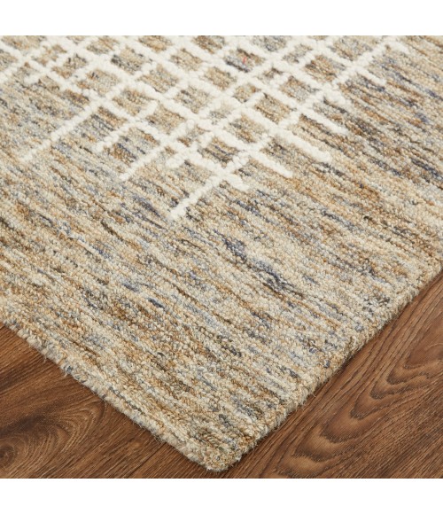 Feizy Maddox Modern Tufted Architectural Area Rug, Pebble Tan/Ivory, 5ft x 8ft