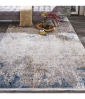 Feizy Cadiz Industrial Abstract, Ivory/Blue/Gold, 9'-9" x 13'-2" Area Rug