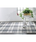 Feizy Crosby Eco-Friendly PET Dhurrie, Ivory/Sky Blue/Black, 8ft x 10ft Area Rug