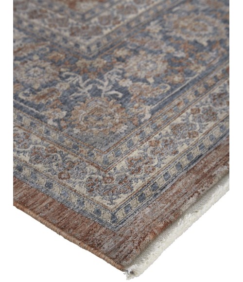 Feizy Marquette Rustic Persian Farmhouse Rug, Rust/Aegean Blue, 7ft-10in x 9ft-10in
