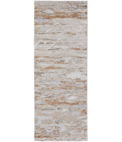 Feizy Laina Industrial Abstract, Tan/Ivory, 3' x 10' Runner
