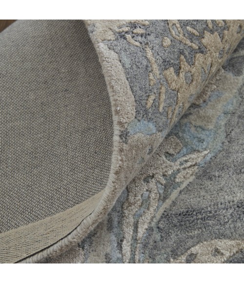 Feizy Zarah Industrial Watercolor, Gray/Tan/Blue, 8' x 10' Area Rug