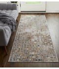 Laina Area Rug Feizy Laina Mid-Century Modern Geometric, Tan/Ivory/Blue, 3' x 10' Runner