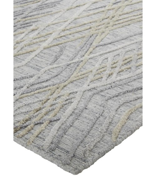 Feizy Elias Abstract Diamond Area Rug, High/Low, Oyster Gray/Taos Taupe, 8ft x 10ft