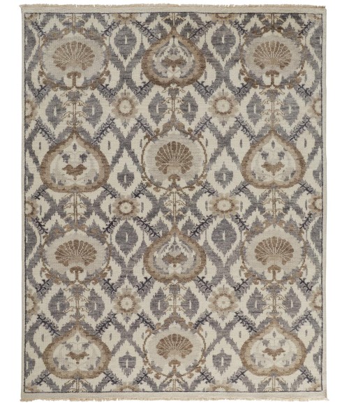 Feizy Beall Luxury Wool Rug, Ornamental Ikat, Beige, 2ft x 3ft Accent Rug