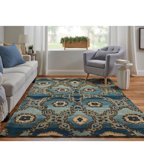 Amzad Area Rug Feizy Amzad Craftsman Ikat, Blue/Gray/Tan, 4' x 6' Accent Rug