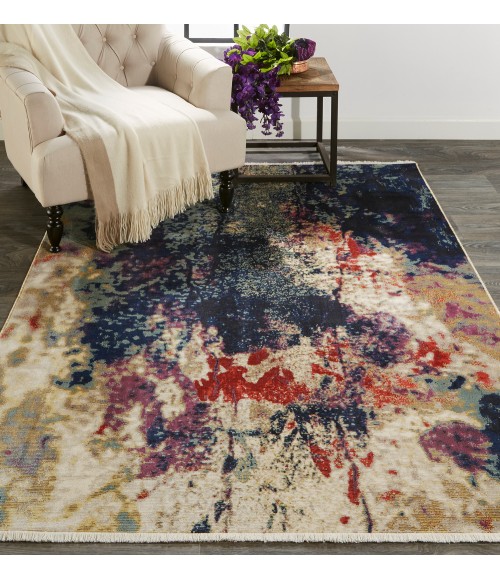 Feizy Torina Classic Abstract, Blue/Purple/Gold, 9'-6" x 12'-7" Area Rug